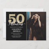 Invitation Votre Photo Black Gold 50 Fabuleuse fête d'anniver (Devant)