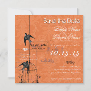 Invitation Votre Photo Cage à Oiseaux en Damas Mariage Économ