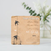 Invitation Votre Photo Cage à Oiseaux en Damas Mariage Save t (Debout devant)