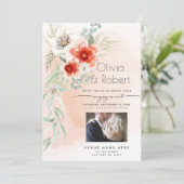 Invitation Votre photo Coral Aquarelle Fiançailles (Debout devant)