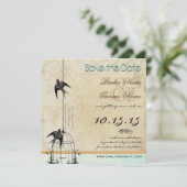 Invitation Votre photo Damask Bird Cage Wedding Enregistrer l (Debout devant)