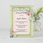 Invitation Votre Photo Girly Rose Script Graduation Invitatio (Debout devant)