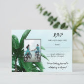 Invitation Votre photo Palm Tree Beach Mariage RSVP (Debout devant)