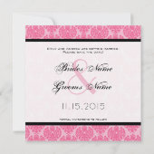 Invitation Votre photo Pink Black Mariage damassé Enregistrer (Dos)