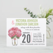 Invitation Votre photo sur le dos Hydrangea à Mason Jar (Debout devant)