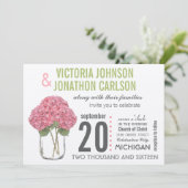 Invitation Votre photo sur le dos Hydrangea Mason Jar Mariage (Debout devant)