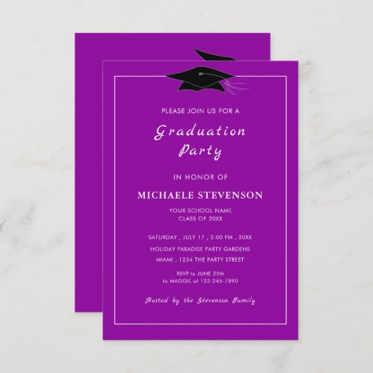 Invitation Votre propre design Couleurs Polices Graduation In (Devant / Derrière)