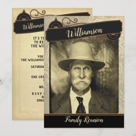 Invitation Votre rassemblement vintage de la Réunion de (Devant / Derrière)