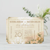 Invitation Votre Rose photo Gold Damask Floral Mariage (Debout devant)