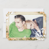 Invitation Votre Rose photo Gold Damask Floral Mariage (Dos)