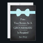 Invitation Votre service comme Groomsman Black Chalkboard Bow<br><div class="desc">Cette belle bague porte-porte porte porte-porte porte porte-à-anneau Black Chalk Board de 5" x 7" avec carte d'invitation à la cravate blanche. C'est mieux pour le marié. Si vous cherchez à demander à quelqu'un d'être votre toiletteur pour votre futur mariage, alors pourquoi ne pas choisir ces cartes de toiletteur. Cette...</div>