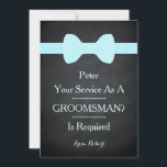 Invitation Votre service comme Groomsman Black Chalkboard Bow<br><div class="desc">Cette belle bague porte-porte porte porte-porte porte porte-à-anneau Black Chalk Board de 5" x 7" avec carte d'invitation à la cravate blanche. C'est mieux pour le marié. Si vous cherchez à demander à quelqu'un d'être votre toiletteur pour votre futur mariage, alors pourquoi ne pas choisir ces cartes de toiletteur. Cette...</div>