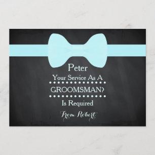 Invitation Votre service comme Groomsman Black Chalkboard Bow