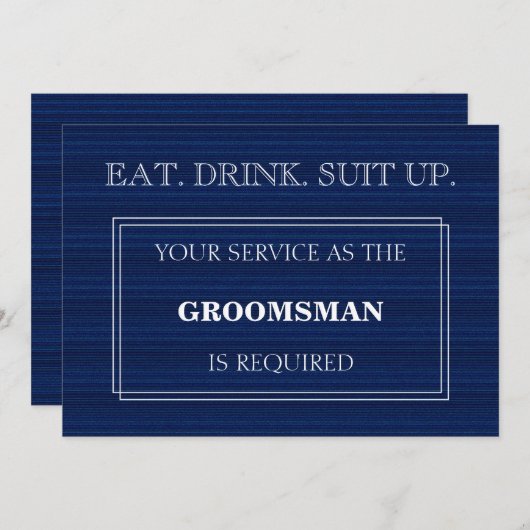 Invitation Votre Service Comme Groomsman Est Requis Bleu (Devant / Derrière)