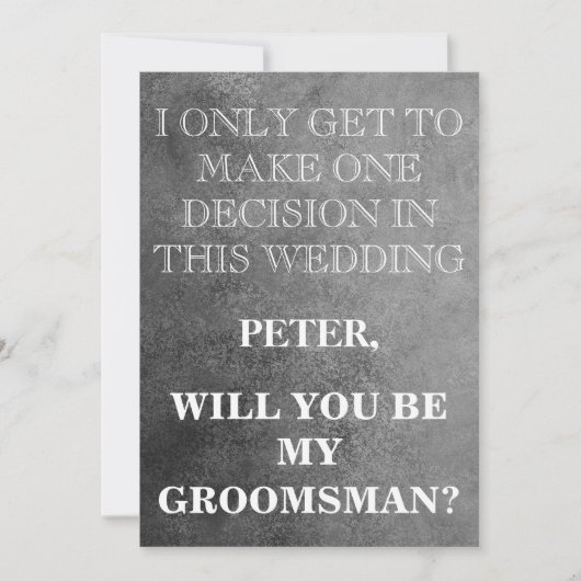 Invitation Votre service en tant que demande de Groomsman (Devant)