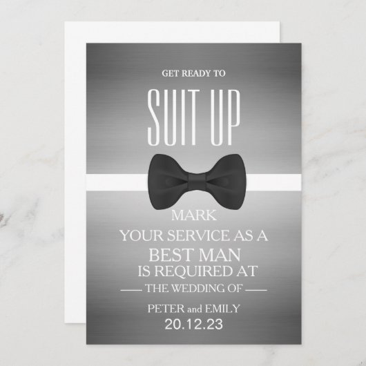 Invitation Votre service en tant qu'invitation Best Man (Devant / Derrière)