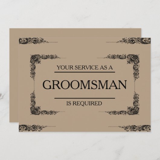 Invitation Votre service est demandé comme Groomsman (Devant / Derrière)