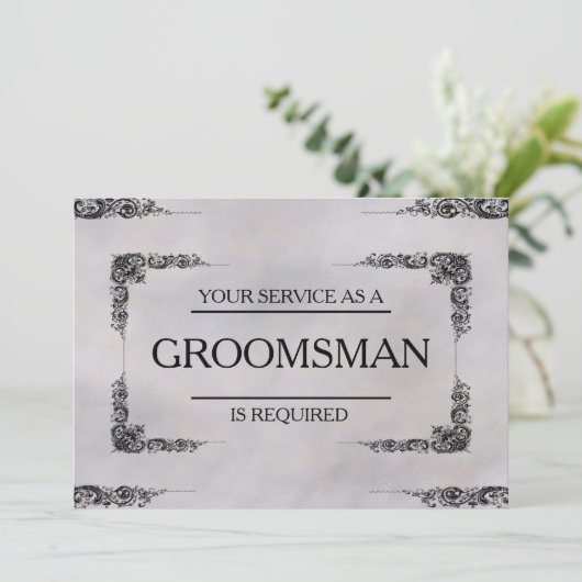 Invitation Votre service est demandé comme Groomsman (Debout devant)