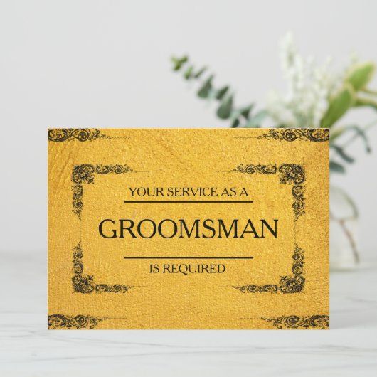 Invitation Votre service est demandé comme Groomsman (Debout devant)