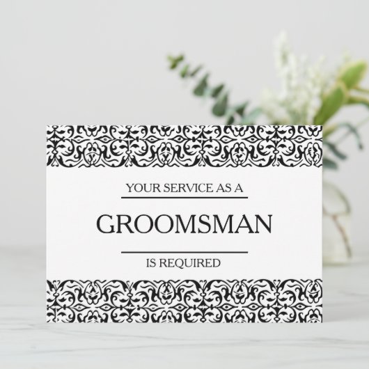 Invitation Votre service est demandé comme Groomsman (Debout devant)