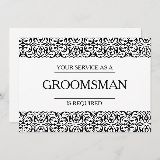 Invitation Votre service est demandé comme Groomsman (Devant / Derrière)