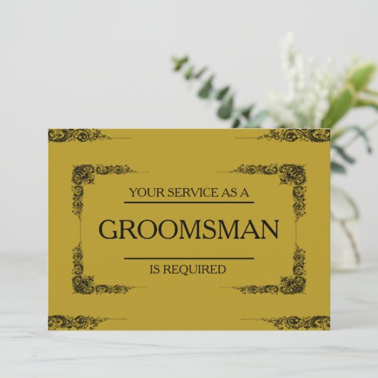 Invitation Votre service est demandé comme Groomsman (Debout devant)