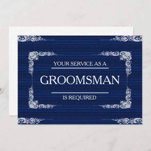 Invitation Votre service est demandé en tant que Groomsman Bl (Devant / Derrière)