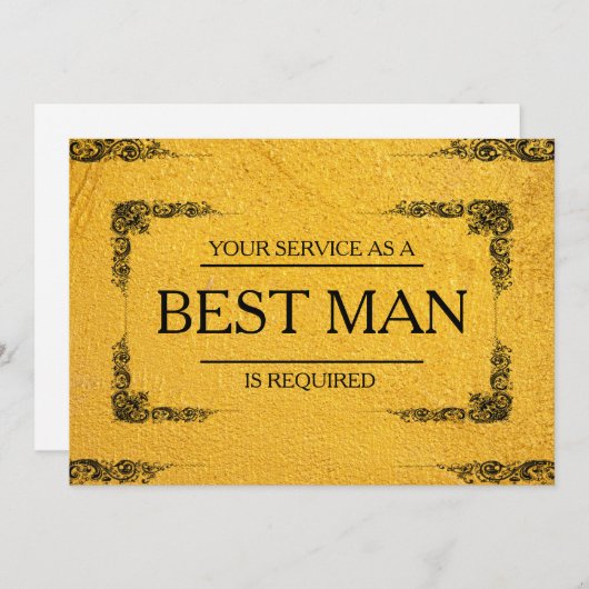 Invitation Votre service est demandé en tant que meilleur hom (Devant / Derrière)