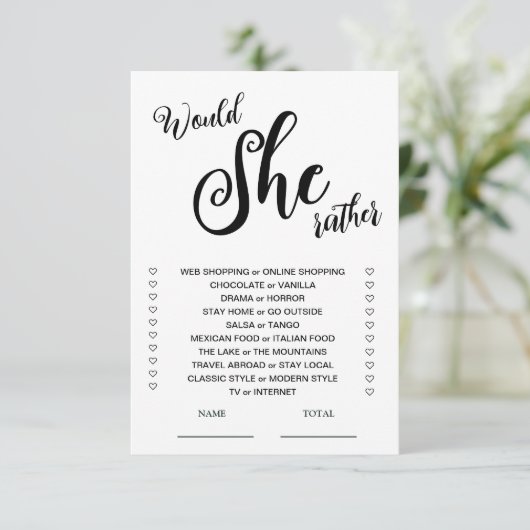 Invitation Voudrait-Elle Plutôt Fête des mariées Jeu (Debout devant)