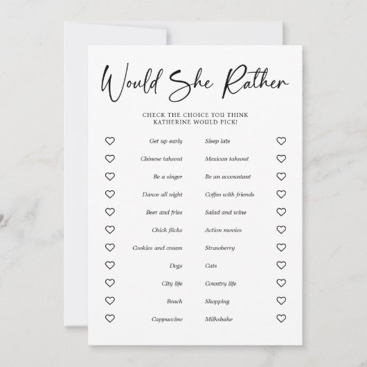 Invitation Voudrait-Elle Plutôt Fête des mariées Partie (Devant)