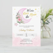 Invitation Vous Aimez À La Lune Et Au Baby shower Dos (Debout devant)