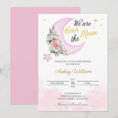 Invitation Vous Aimez À La Lune Et Au Baby shower Dos (Devant / Derrière)