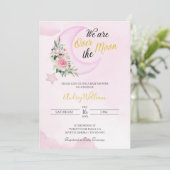 Invitation Vous Aimez À La Lune Et Au Baby shower Dos (Debout devant)