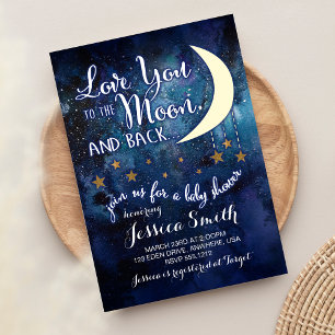 Invitation Vous aimez à la Lune et le Baby shower de retour I