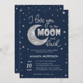 Invitation vous aimez à l'invitation du baby shower de la lun (Devant / Derrière)