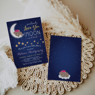 Invitation Vous aimez La Lune et le Baby shower arrière Invit