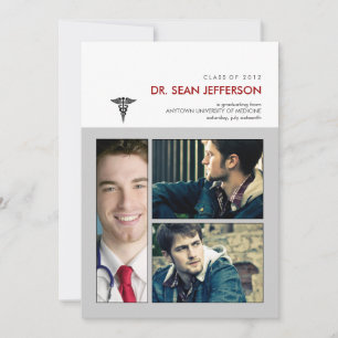 Invitation Vous avez été encadré Caduceus Médicale Graduation