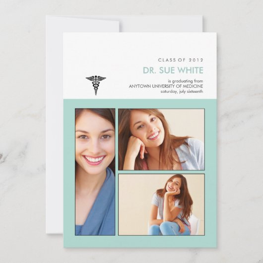 Invitation Vous avez été encadré Caduceus Médicale Graduation (Devant)