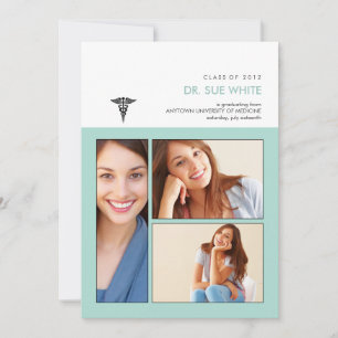 Invitation Vous avez été encadré Caduceus Médicale Graduation