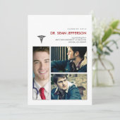 Invitation Vous avez été encadré Caduceus Médicale Graduation (Debout devant)