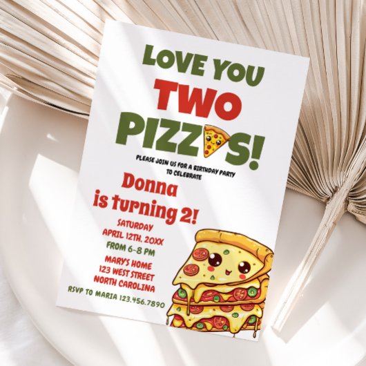 Invitation Vous Deux Pizzas D'amour, Fête D'anniversaire De D