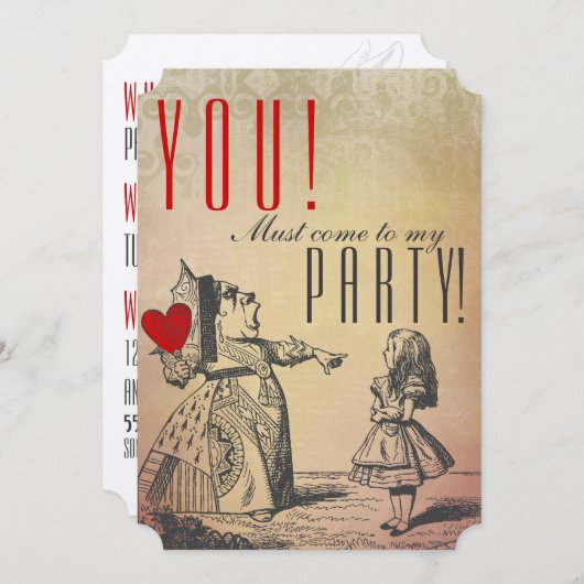 Invitation VOUS ! Dois venir à ma FÊTE ! (Reine et Alice) (Devant / Derrière)