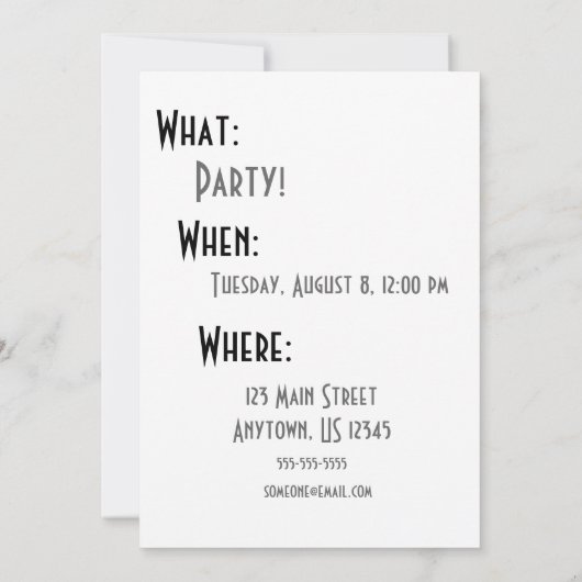 Invitation VOUS ! Doit venir à ma PARTIE ! (Reine et Alice - (Dos)