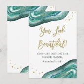 Invitation Vous êtes belle | Géode de Teal et Mariage Or (Devant / Derrière)