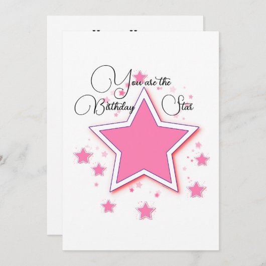 Invitation Vous Êtes Birthday Star Birthday Card (Devant / Derrière)