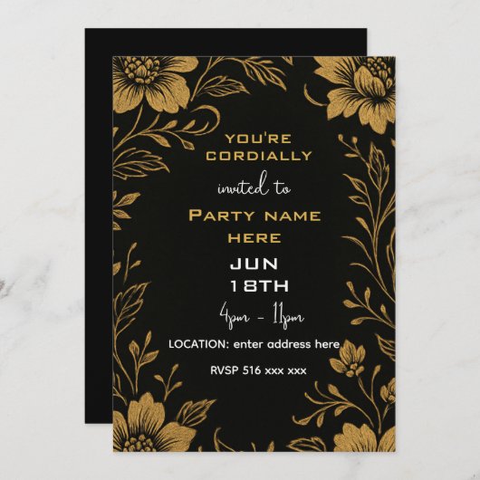 Invitation Vous êtes cordialement invité modèle (Devant / Derrière)