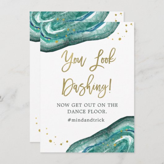 Invitation Vous êtes élégant | Géode de teal et mariage en or (Devant / Derrière)