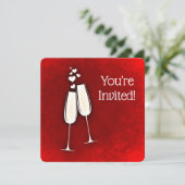 Invitation Vous êtes Invité 50E Anniversaire Champagne Hearts (Debout devant)