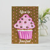 Invitation Vous êtes invité à déguster des gâteaux roses (Debout devant)