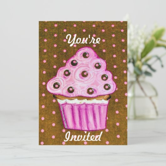 Invitation Vous êtes invité à déguster des gâteaux roses (Debout devant)